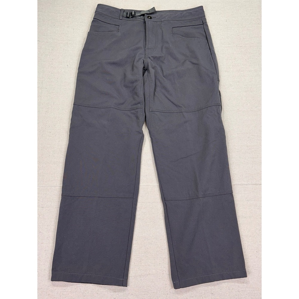 Prana Zion Mens Medium 32 Gray Stretch Hiking Pants Straight Cargo Waist Adjust